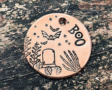 Load image into Gallery viewer, small Halloween dog id tag with 2 phone numbers
