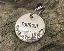 Load image into Gallery viewer, Fall dog id tag with mushrooms and cute gnome
