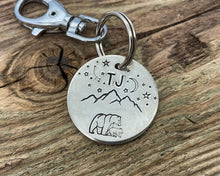 Load image into Gallery viewer, Mountain dog id tag with bear and star design