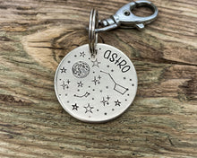 Load image into Gallery viewer, Moon and stars dog tag, large double-sided pet id tag