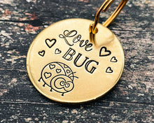 Load image into Gallery viewer, Cute Valentines dog tag, hand stamped pet id tag with up to 2 phone numbers