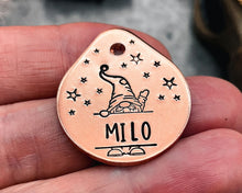Load image into Gallery viewer, Cute Christmas tag, tear drop pet id tag with gnome design, double-sided dog tag with 2 phone numbers
