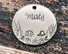 Load image into Gallery viewer, large dog tag with camping design