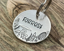 Load image into Gallery viewer, Fall dog id tag with mushrooms and cute gnome