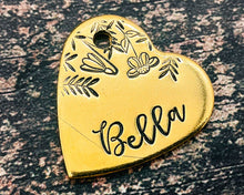 Load image into Gallery viewer, heart dog tag with flowers
