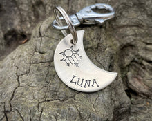 Load image into Gallery viewer, Moon dog tag, hand-stamped with 3 magic moons