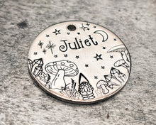 Load image into Gallery viewer, Gnome dog id tag with mushrooms, cute pet id tag, double-sided pet tag with up to 2 phone numbers