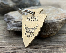 Load image into Gallery viewer, Arrow head dog id tag with longhorn design
