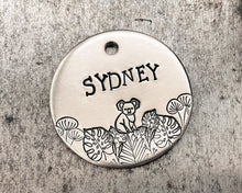 Load image into Gallery viewer, Koala dog tag, hand stamped pet id tag with 2 phone numbers or address