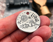 Load image into Gallery viewer, handmade dog tag with moon and star design
