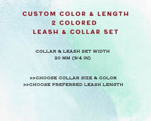 Load image into Gallery viewer, Deluxe 2-color mud-proof dog collar and leash set with brass fittings - choose your size & color