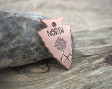 Load image into Gallery viewer, Arrow head dog tag with compass & mountains