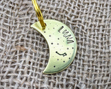 Load image into Gallery viewer, Moon dog tag, hand-stamped with little dipper & stars