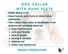 Load image into Gallery viewer, Personalized waterproof dog collar with name plate and black buckle, 2-colored Halloween dog collar