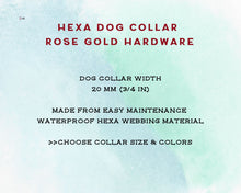 Load image into Gallery viewer, Mudproof hexagon webbing dog collar with rose gold buckle 20mm