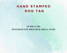 Load image into Gallery viewer, Small dog id tag, hand stamped with wolf head
