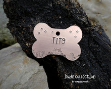 Load image into Gallery viewer, Bone dog tag, hand stamped with cactus design
