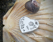 Load image into Gallery viewer, Small heart pet id tag, Aluminum heart with flower design, lightweight cat id tag