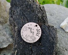 Load image into Gallery viewer, Dog id tag, hand stamped with cactus design & mountains
