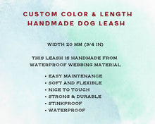 Load image into Gallery viewer, Mud-proof dog leash with black fittings - choose your color & length