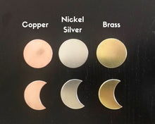 Load image into Gallery viewer, Dog tag, hand stamped with moon, stars & trees