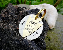 Load image into Gallery viewer, Arrowhead dog tag handstamped with bear
