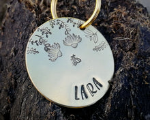 Load image into Gallery viewer, Dog tag, hand stamped with flowers & bee