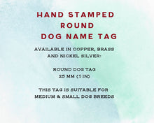 Load image into Gallery viewer, Samll pet id tag, hand stamped with unicorn design