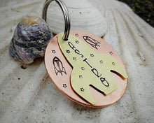 Load image into Gallery viewer, Dog id tag with rocket, spaceship & stars