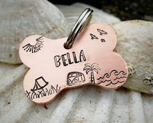 Load image into Gallery viewer, Bone dog tag, camping adventure