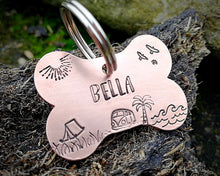 Load image into Gallery viewer, Bone dog tag, camping adventure