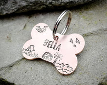 Load image into Gallery viewer, Bone dog tag, camping adventure