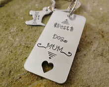Load image into Gallery viewer, 'Best Dog Mom' keychain, hand stamped pet lover gift