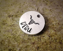 Load image into Gallery viewer, Cat id tag, Aluminum, hand stamped - choose your design