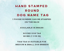 Load image into Gallery viewer, Pet id tag, hand stamped with mountain, moon & stars