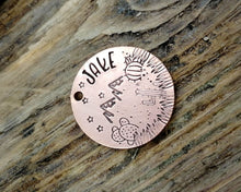 Load image into Gallery viewer, Dog id tag, hand stamped with cactus design & mountains
