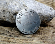 Load image into Gallery viewer, Dog tag, hand stamped with balloon & phone number