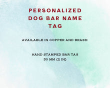 Load image into Gallery viewer, Bar tag, dog id tag, hand stamped with spaceship, moon & planets