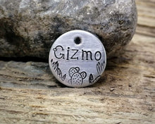 Load image into Gallery viewer, Aluminum cat id tag, hand stamped with cactus design