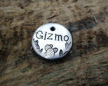 Load image into Gallery viewer, Aluminum cat id tag, hand stamped with cactus design