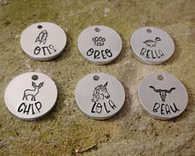 Load image into Gallery viewer, Cat id tag, Aluminum, hand stamped - choose your design