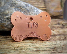 Load image into Gallery viewer, Bone dog tag, hand stamped with cactus design