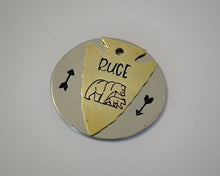 Load image into Gallery viewer, Arrowhead dog tag handstamped with bear