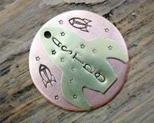 Load image into Gallery viewer, Dog id tag with rocket, spaceship & stars