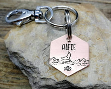 Load image into Gallery viewer, Hexagon dog tag & matching keychain, handmade dog lover gift idea