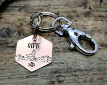 Load image into Gallery viewer, Hexagon dog tag & matching keychain, handmade dog lover gift idea
