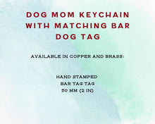 Load image into Gallery viewer, 'Best dog mom' keychain & matching dog tag, hand stamped with spaceship design
