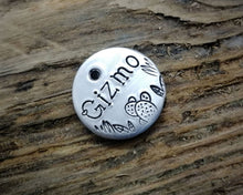 Load image into Gallery viewer, Aluminum cat id tag, hand stamped with cactus design