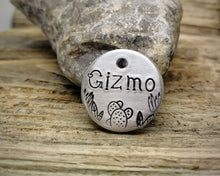 Load image into Gallery viewer, Aluminum cat id tag, hand stamped with cactus design