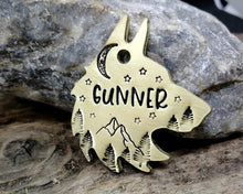Load image into Gallery viewer, Wolf head dog tag & matchinh keychain, handmade dog lover gift idea